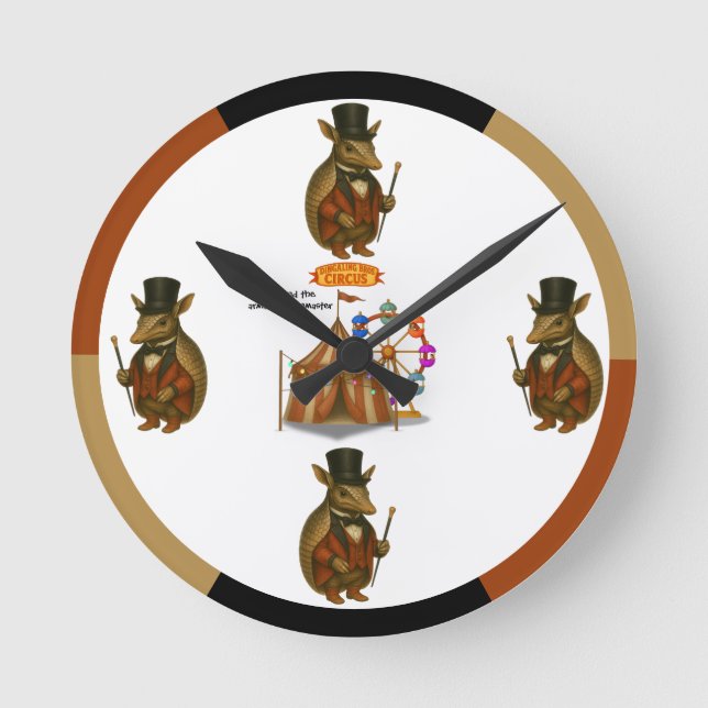 Armand, armadillo ringmaster round clock (Front)