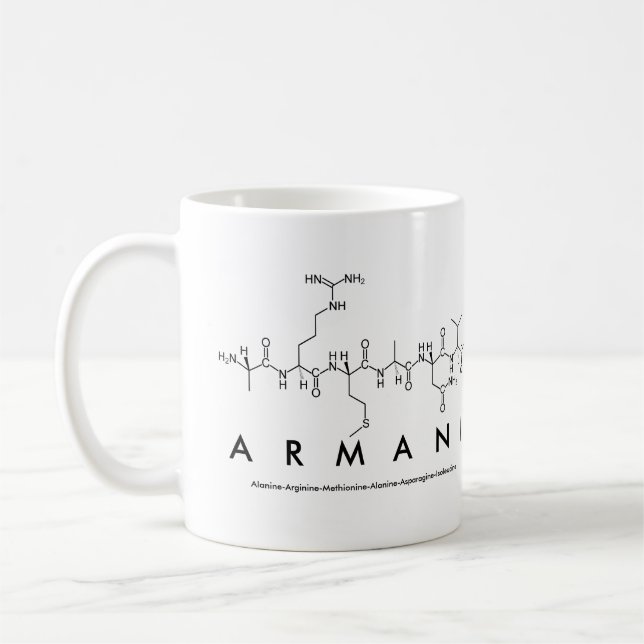 Armani peptide name mug (Left)