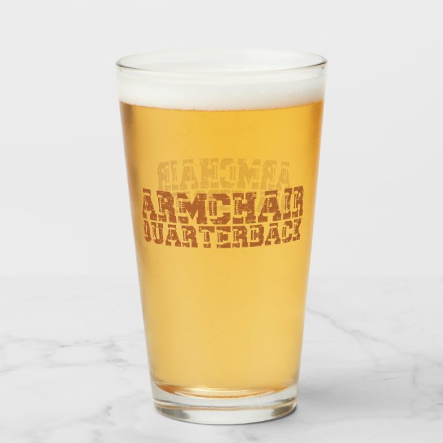 Armchair Quarterback Football Typography Ale Glass (Front Filled)