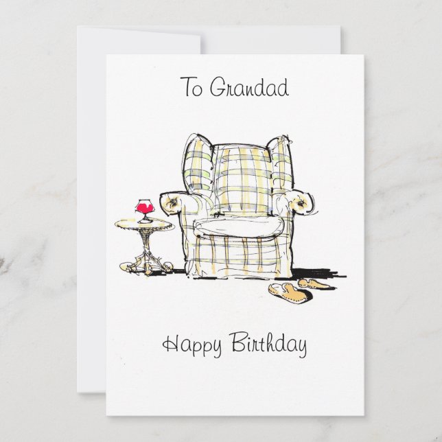 Armchair, Slippers and Wine Birthday Card (Front)