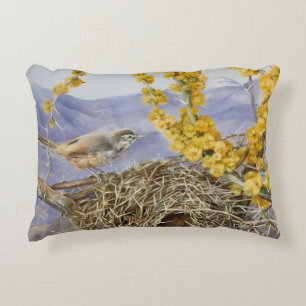 Armed Bird's Nest in Acacia Bush, Chile by North Decorative Cushion