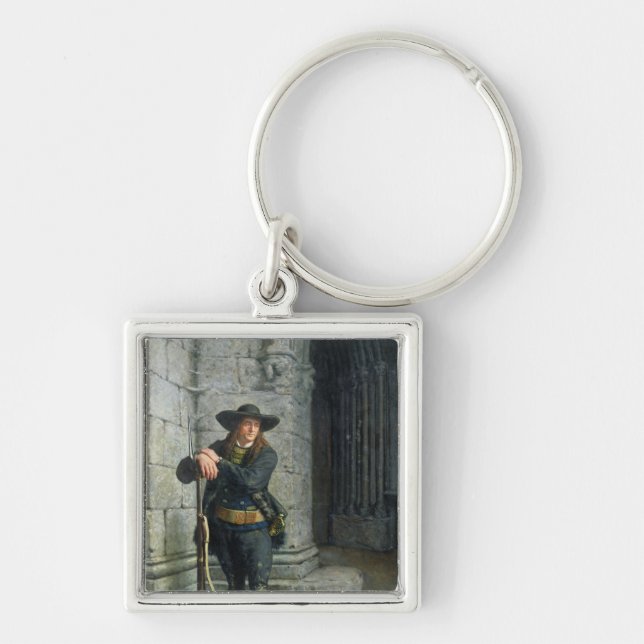 Armed Breton Guarding a Porch Key Ring (Front)