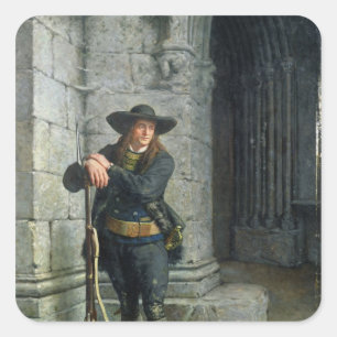 Armed Breton Guarding a Porch Square Sticker