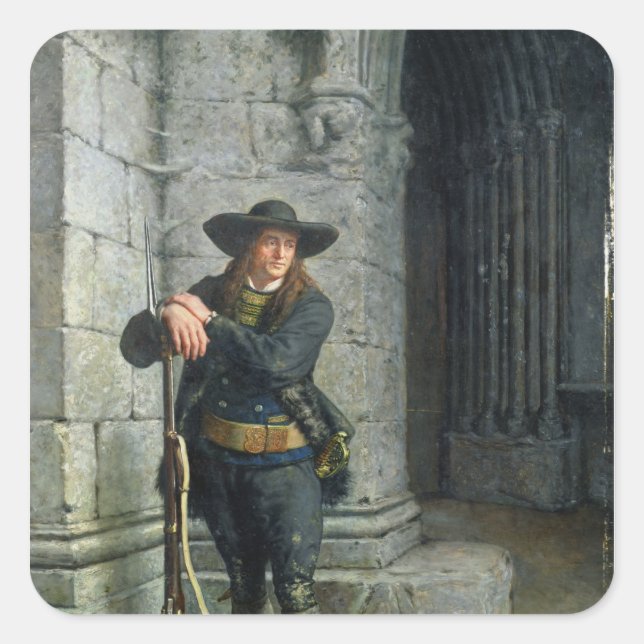 Armed Breton Guarding a Porch Square Sticker (Front)