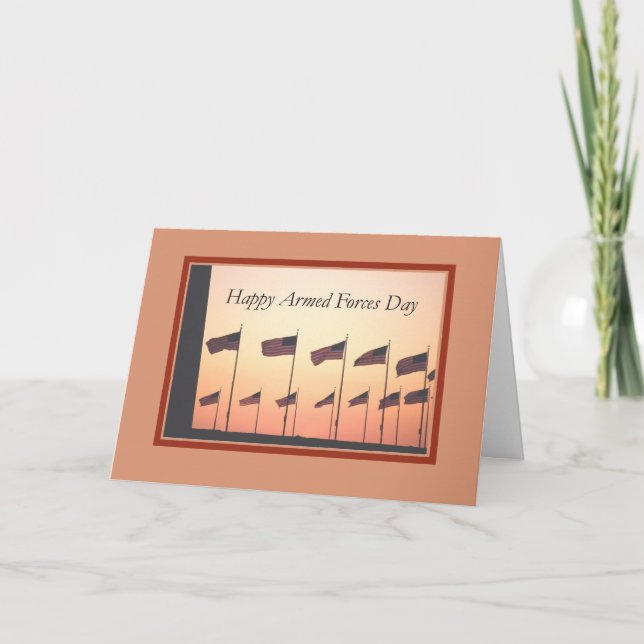 Armed Forces Day, Flags at Sunset Thank You Card (Front)
