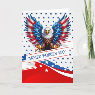 Armed Forces Day Patriotic Eagle Red White Blue Holiday Card