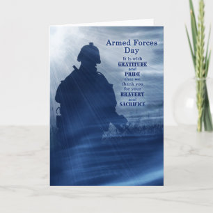 Armed Forces Day Soldier Shades of Blue Holiday Card
