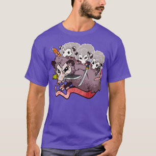 Armed Possums Mama and Baby Opossums with Weapons T-Shirt