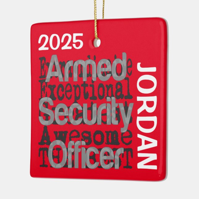Armed Security Guard Extraordinaire CUSTOM Ceramic Ornament (Left)