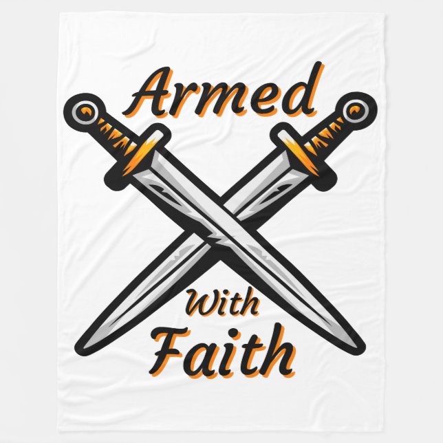 Armed With Faith Biblical Quote Fleece Blanket (Front)