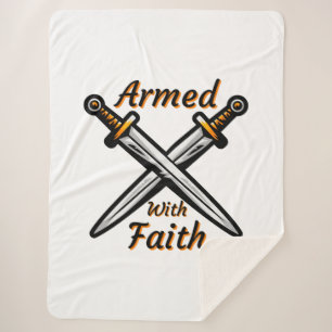 Armed With Faith Biblical Quote Sherpa Blanket