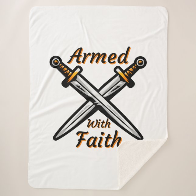 Armed With Faith Biblical Quote Sherpa Blanket (Front)