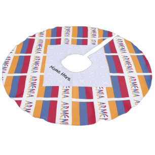 Armenia and Armenian Flag Tiled Personalised Faux Linen Tree Skirt
