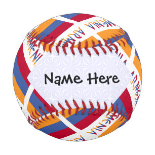 Armenia and Armenian Flag Tiled with Your Name Baseball