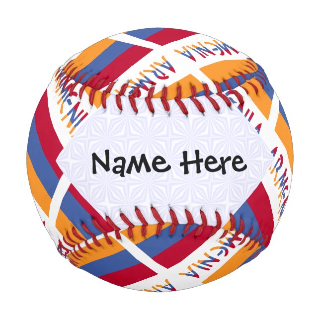 Armenia and Armenian Flag Tiled with Your Name Baseball (Front)
