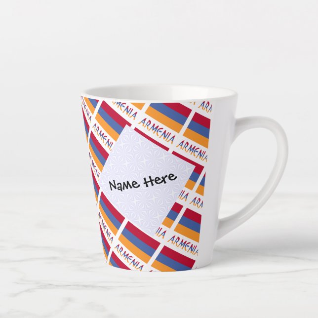 Armenia and Armenian Flag Tiles Personalised  Latte Mug (Right)