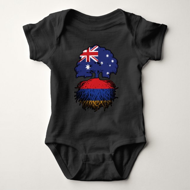 Armenia Armenian Australian Australia Tree Roots Baby Bodysuit (Front)
