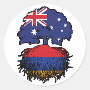 Armenia Armenian Australian Australia Tree Roots Classic Round Sticker