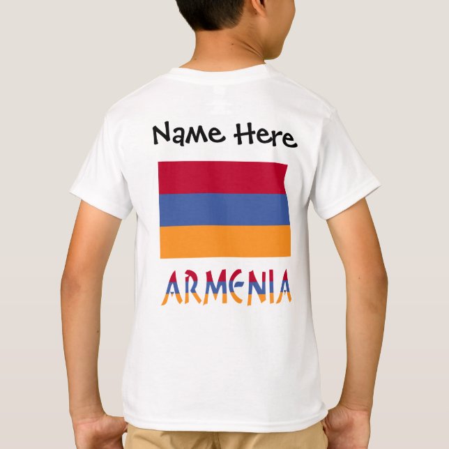 Armenia Armenian Flag Black Personalisation  T-Shirt (Back)