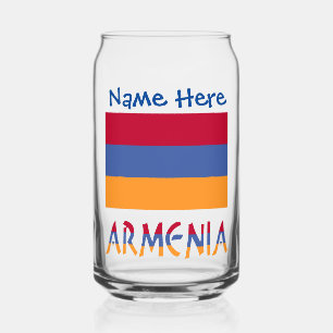 Armenia Armenian Flag Blue Personalisation Can Glass