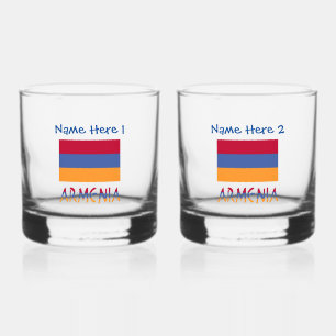 Armenia Armenian Flag Blue Personalisation Whiskey Glass