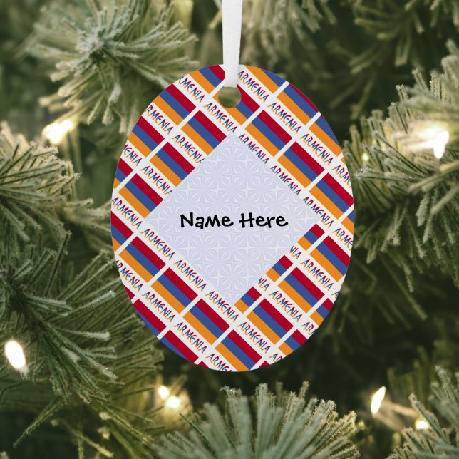 Armenia Armenian Flag Tiled Black Personalisation  Metal Tree Decoration (Insitu)