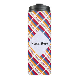 Armenia Armenian Flag Tiled Black Personalisation Thermal Tumbler