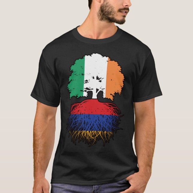 Armenia Armenian Irish Ireland Tree Roots Flag T-Shirt (Front)