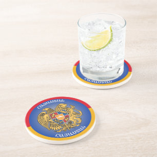 Armenia Coat of Arms Circle Shape Coaster