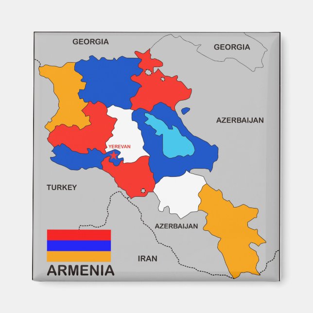 armenia country political map flag magnet (Front)