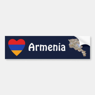Armenia Flag Heart + Map Bumper Sticker
