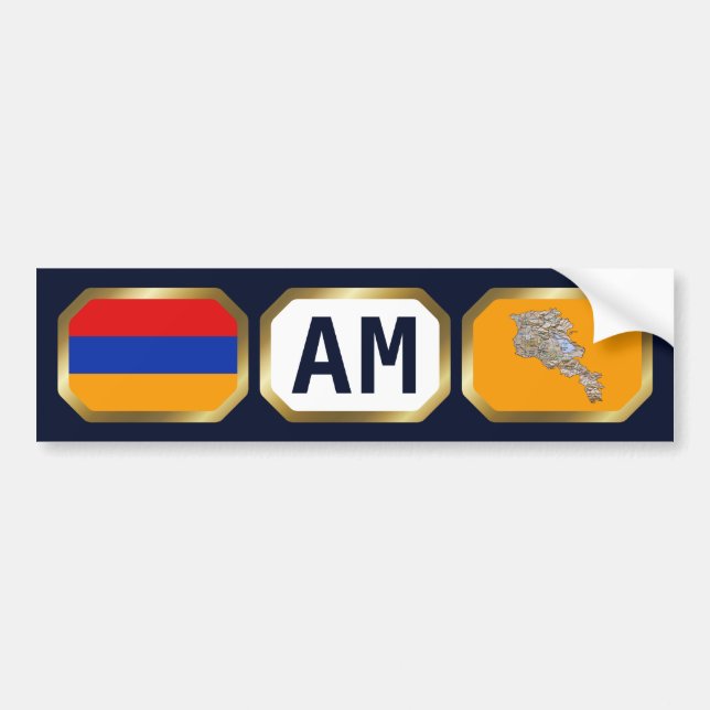 Armenia Flag Map Code Bumper Sticker (Front)