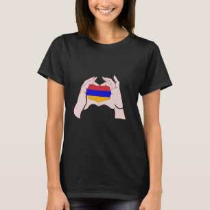Armenia Hand Sign Love Armenian Flag Heart Armenia T-Shirt