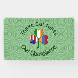 Armenia Ireland USA Shamrock Flag Personalise Banner