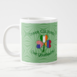 Armenia Ireland USA Shamrock Flag Personalise Large Coffee Mug
