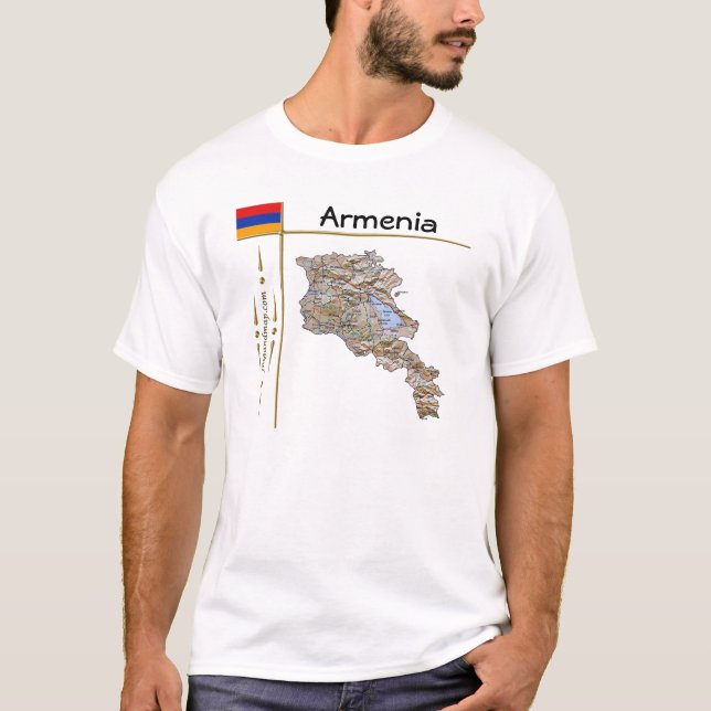 Armenia Map + Flag + Title T-Shirt (Front)