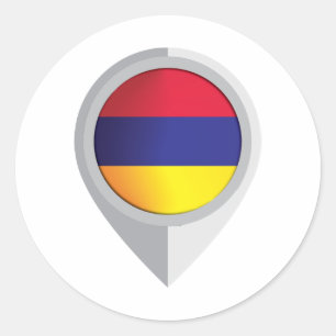 Armenia Pin Location Flag Classic Round Sticker