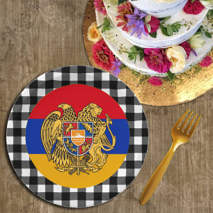 Armenia Plate, buffalo plaid & Armenian Flag Paper Plate