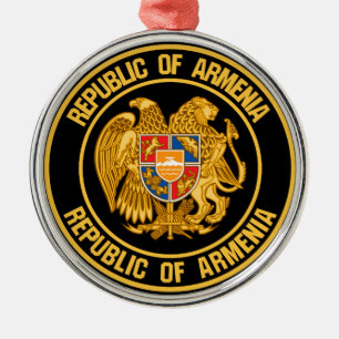 Armenia Round Emblem Metal Ornament