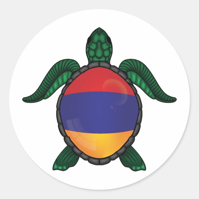 Armenia sea turtle flag classic round sticker (Front)