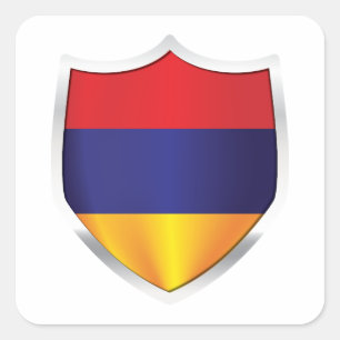 Armenia Silver Shield Flag Square Sticker