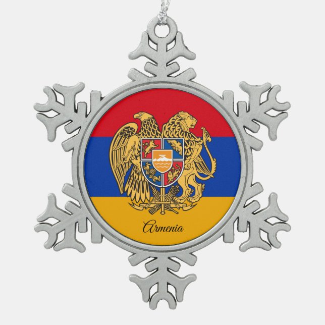 Armenia snowflake, Armenian Flag Snowflake Pewter Christmas Ornament (Front)