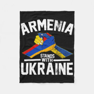 Armenia Stands With Ukraine Ukrainian Armenian Fla Fleece Blanket