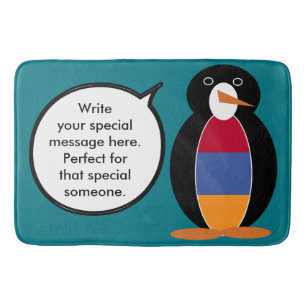 Armenia Talking Ms Penguin Personalised  Bath Mat