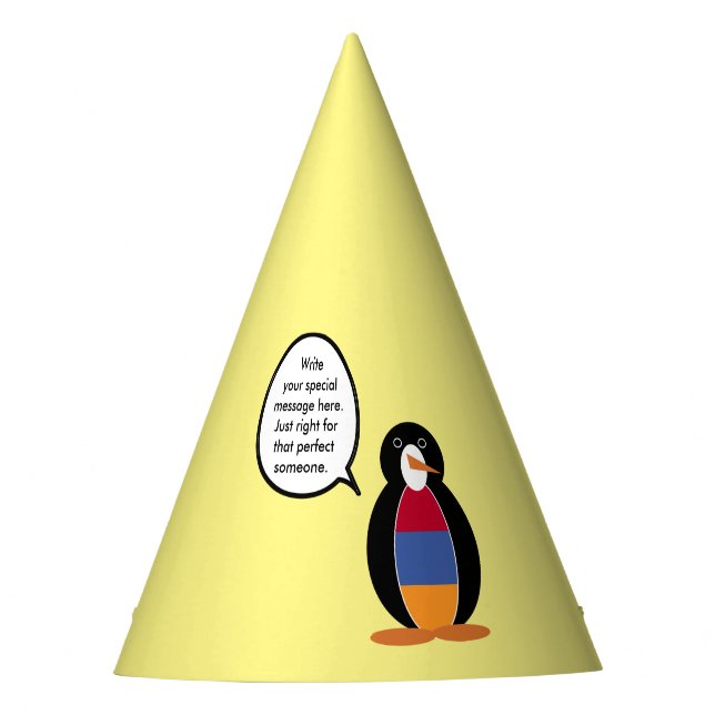 Armenia Talking Ms Penguin Personalised  Party Hat (Front)