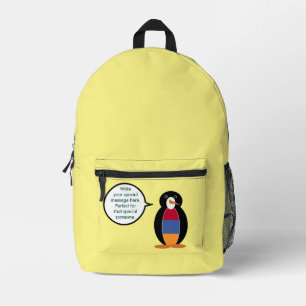 Armenia Talking Ms Penguin Personalised  Printed Backpack