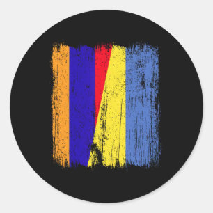 Armenia Ukraine Half Flag Armenian Ukrainian Herit Classic Round Sticker