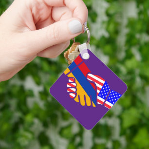 Armenia USA Flags Keychain