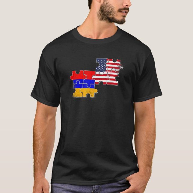 Armenia USA Home Country Armenian American Flag T-Shirt (Front)