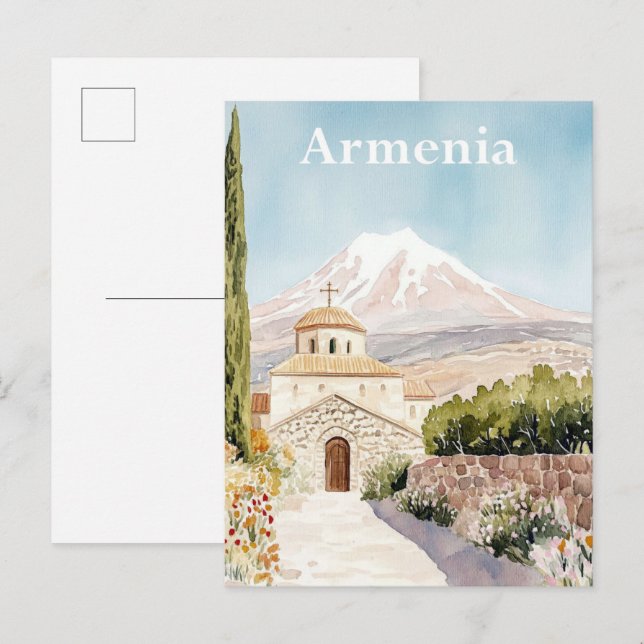 Armenia Watercolor Painting Travel Postcard (Front/Back)